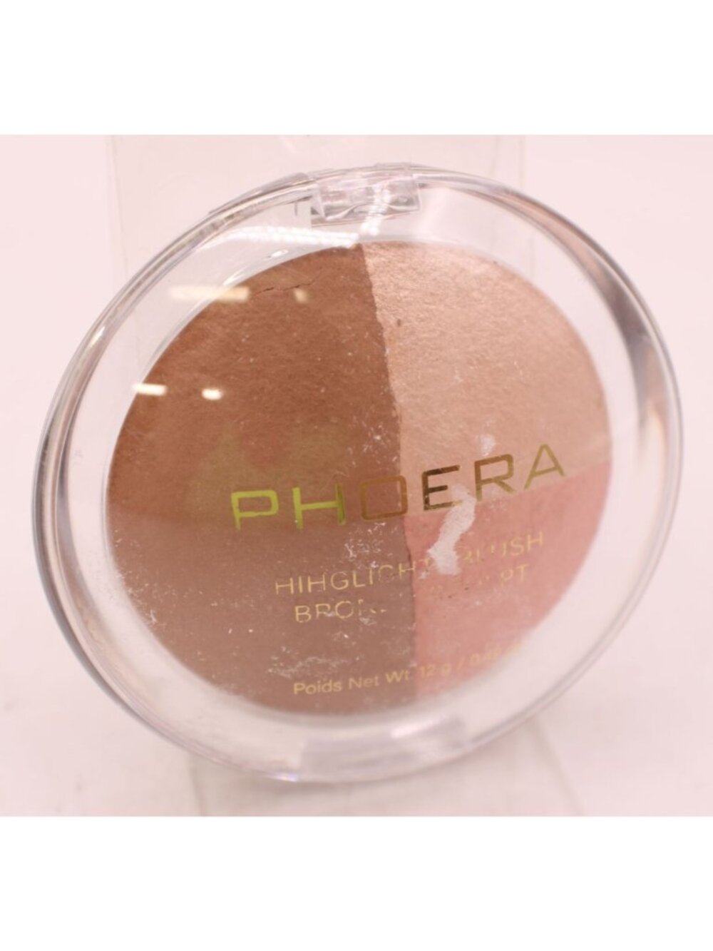 Phoera Highlight Blush Bronzer Compact 001 Fair 3 in 1 Face Contour Palette New